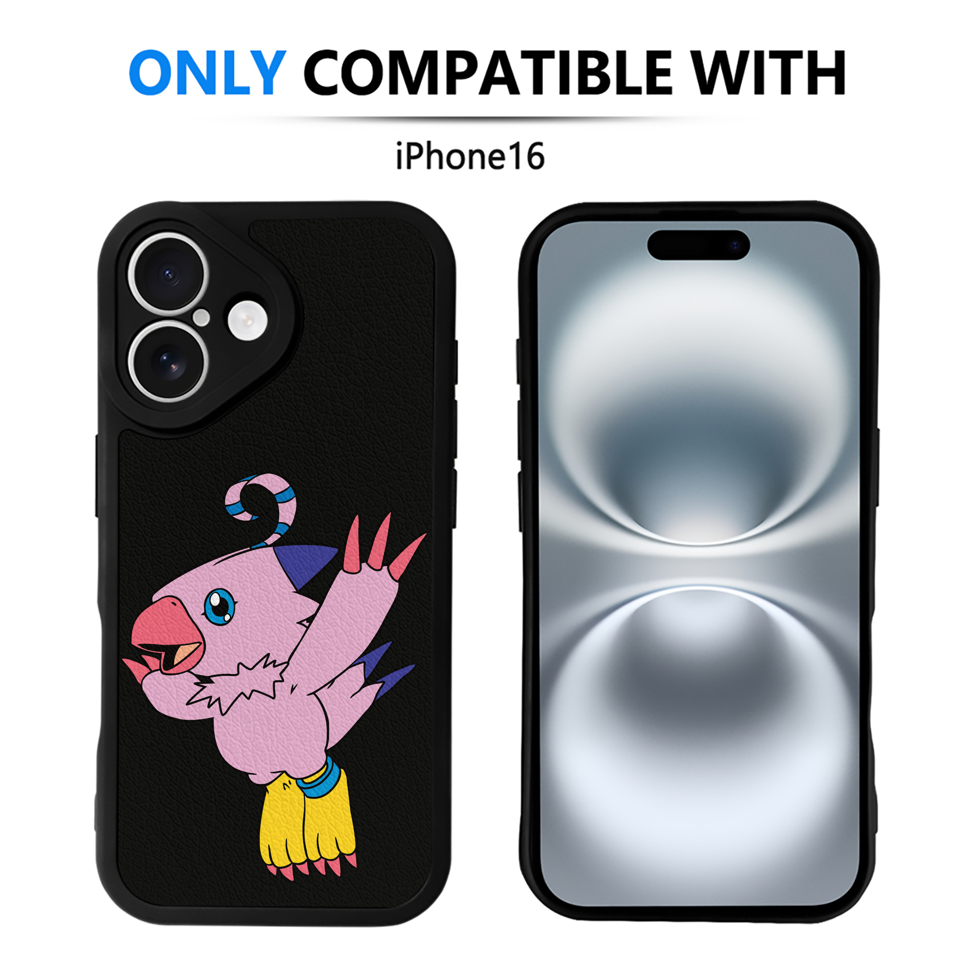 （画像用） Digimon デジタルモンスター/デジモン 【iPhone 16シリーズ対応】シリコンスマホケース（レザー調） 材質：シリコン